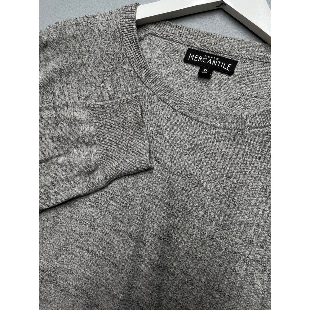 J.Crew Mercantile Mens XL Gray Heathered Cotton Crew‎ Neck Raglan Sweater Knit